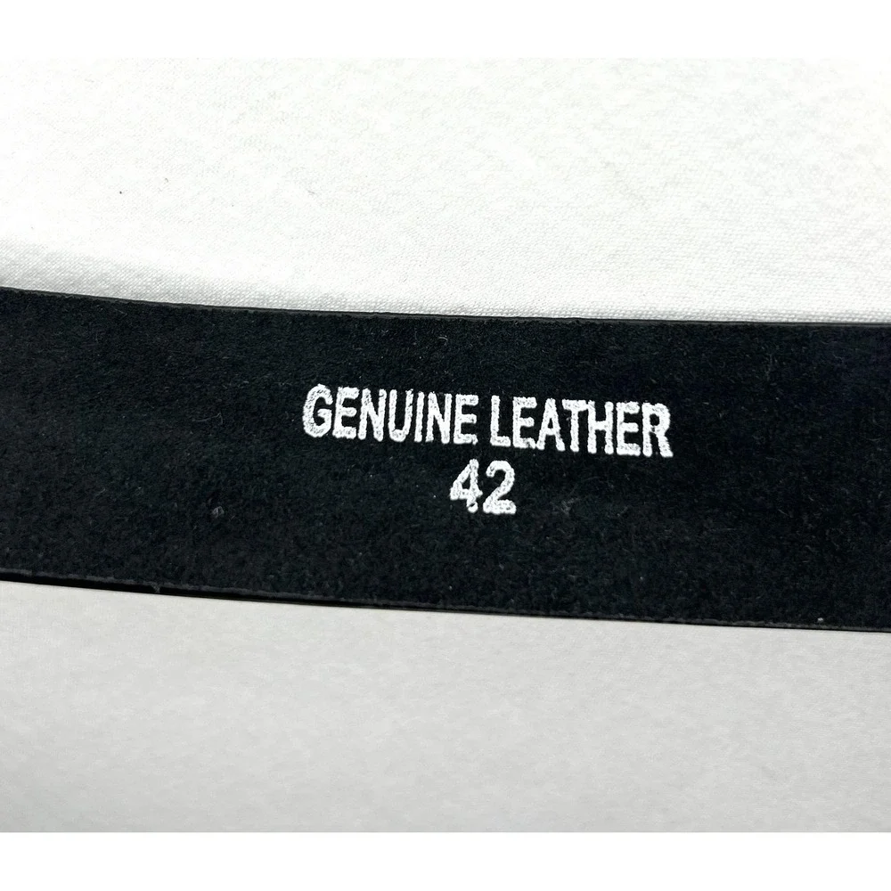 Genuine Leather Belt Mens 42 Black Western Brass Buckle Firenze Rustic Jeans